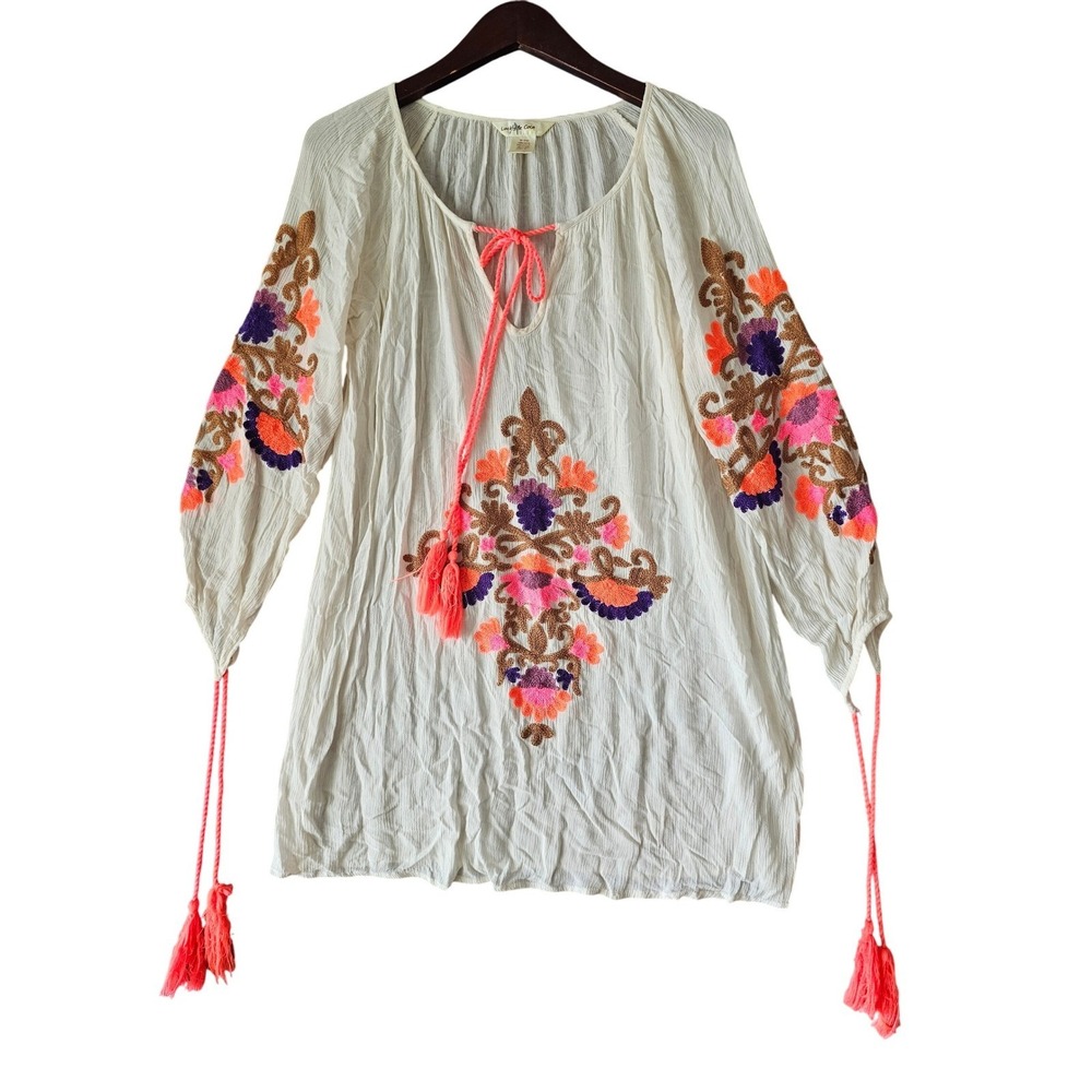 Lucky & Coco‎ Embroidered Tunic Top Bohemian Festival Hippie Medium